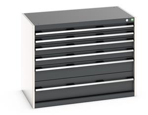 Bott Cubio drawer cabinet with overall dimensions of 1050mm wide x 650mm deep x 800mm high Cabinet consists of 2 x 75mm, 2 x 100mm, 1 x 150mm and 1 x 200mm high drawers 100% extension drawer with internal dimensions of 925mm wide x 525mm deep. The... Bott Drawer Cabinets 1050 x 650 installed in your Engineering Department